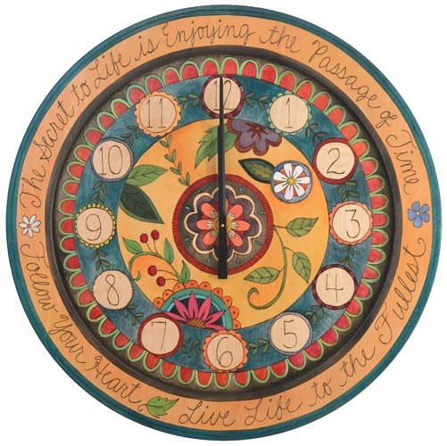 Round Wall Clock 36"-Contemporary Floral