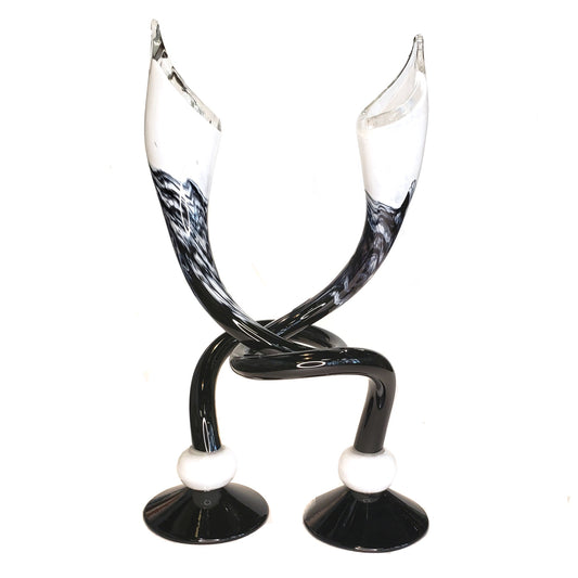 Glass Candle Holders-Black & White