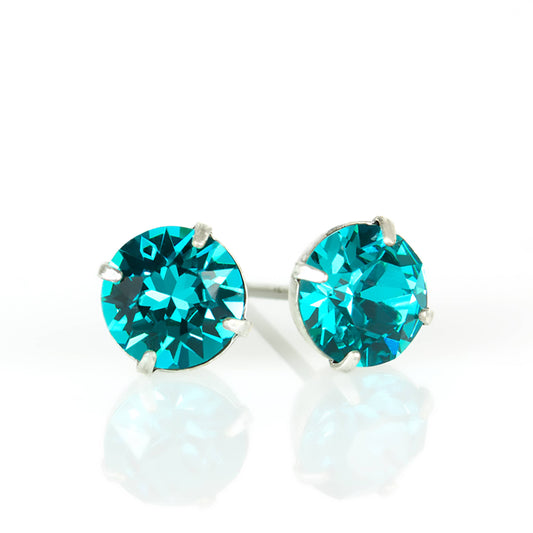 Blue Zircon Crystal Post Earrings