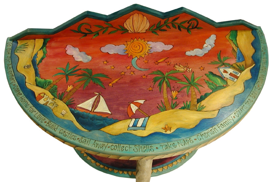 Half Round Table-Beach Landscape