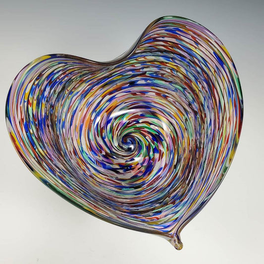 Optic Heart Glass Bowl-Rainbow