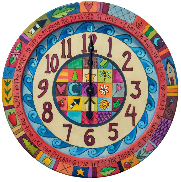 Round Wall Clock 24"-Crazy Quilt