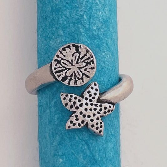 Starfish & Sanddollar Adjustable Ring