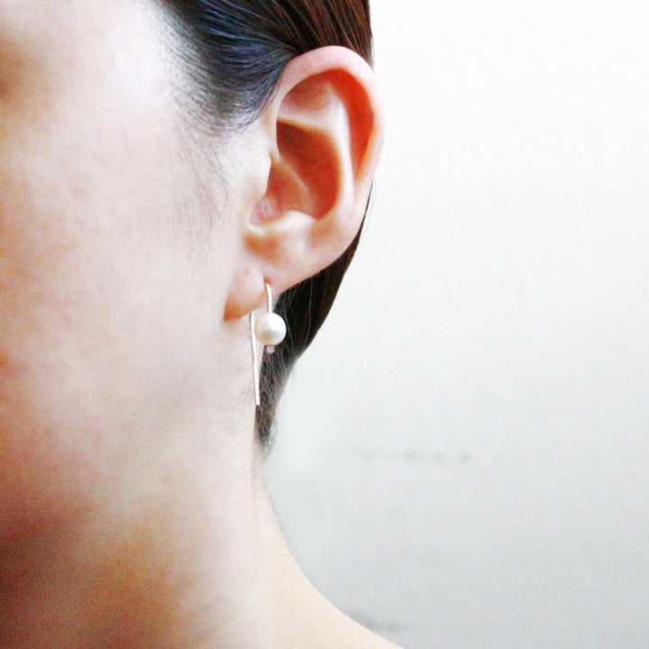 Threader Earrings-Pearl