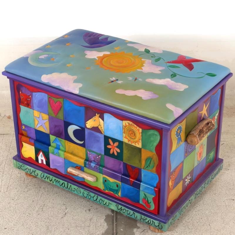 Chest with Drawer & Leather Top-Sun & Sky