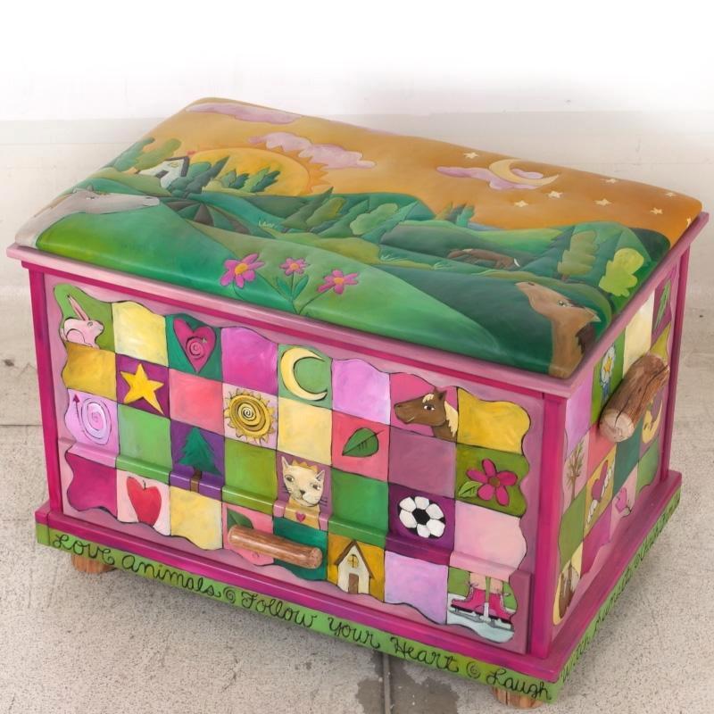 Chest with Drawer & Leather Top-Pasture & Horse