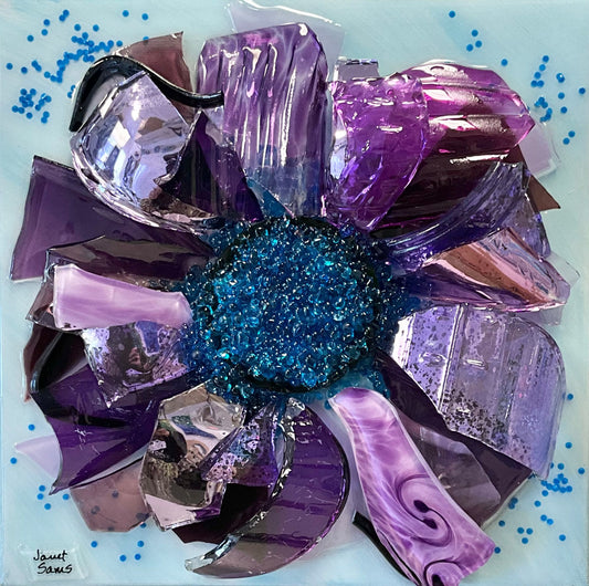 Shattered Glass Art-Purple Sunflower