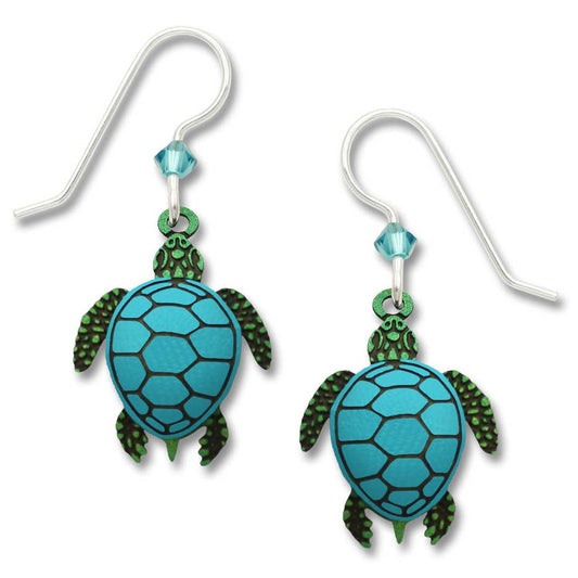 Turtle Earrings-Green & Blue