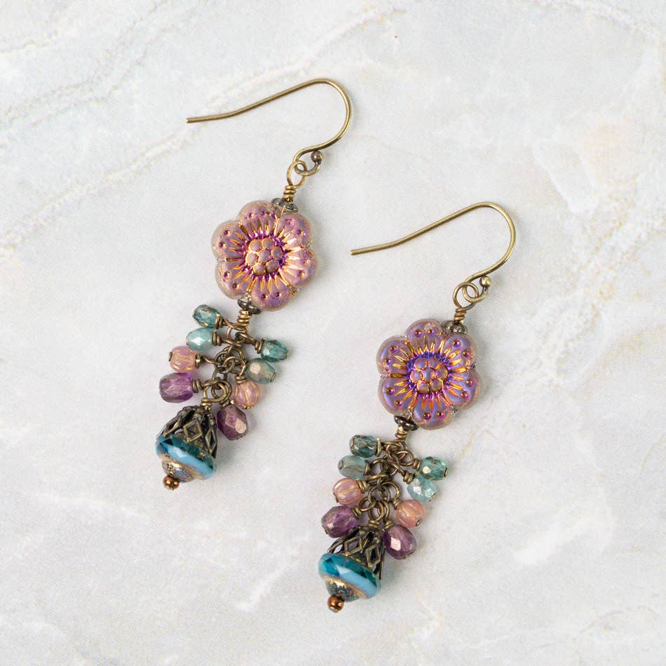 Mauve Flower Earrings