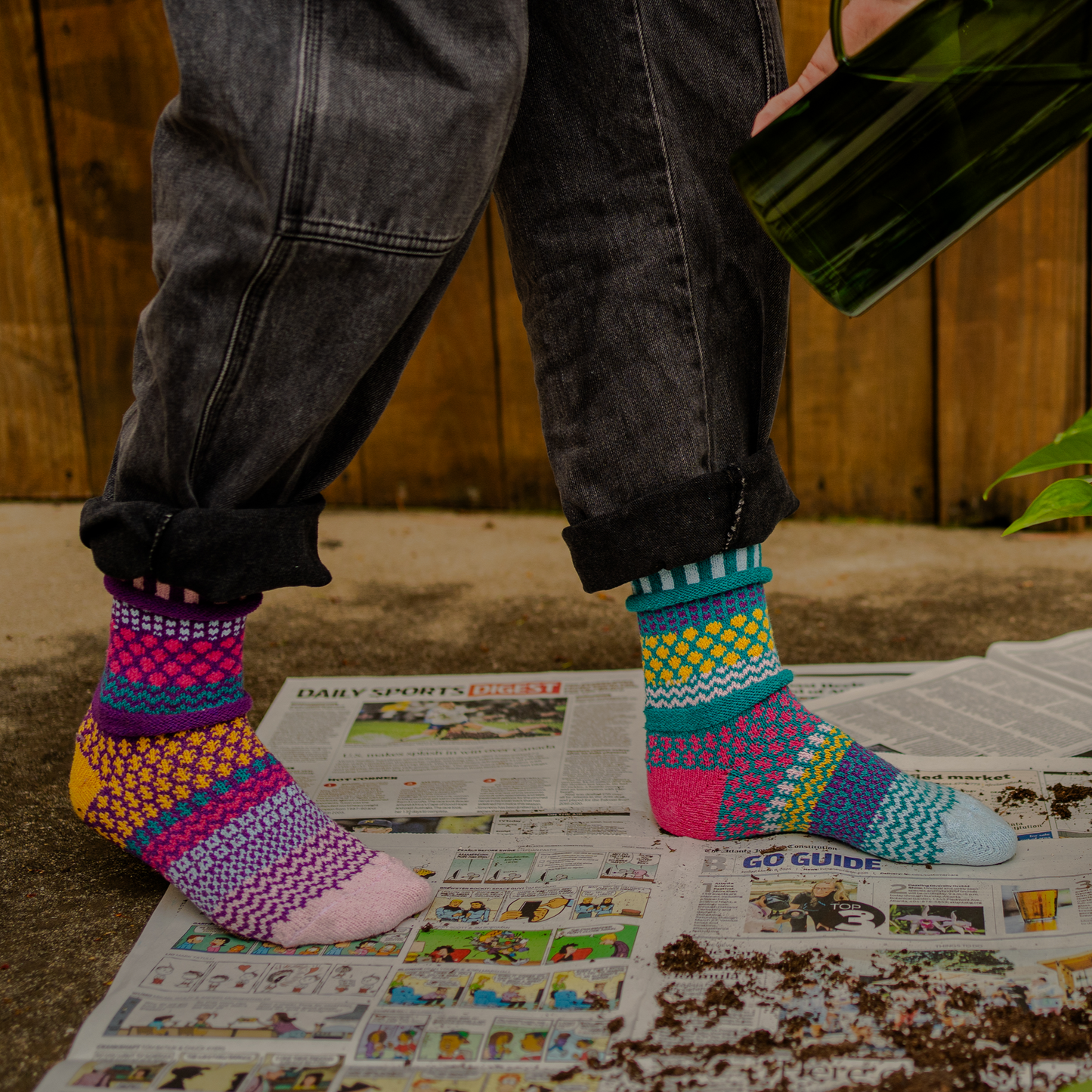 Mismatched Crew Socks-Petunia