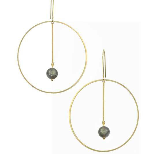 Hoop Crossing Earrings-Labradorite