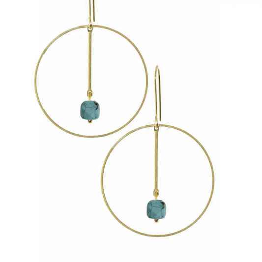 Hoop Crossing Earrings-Turquoise
