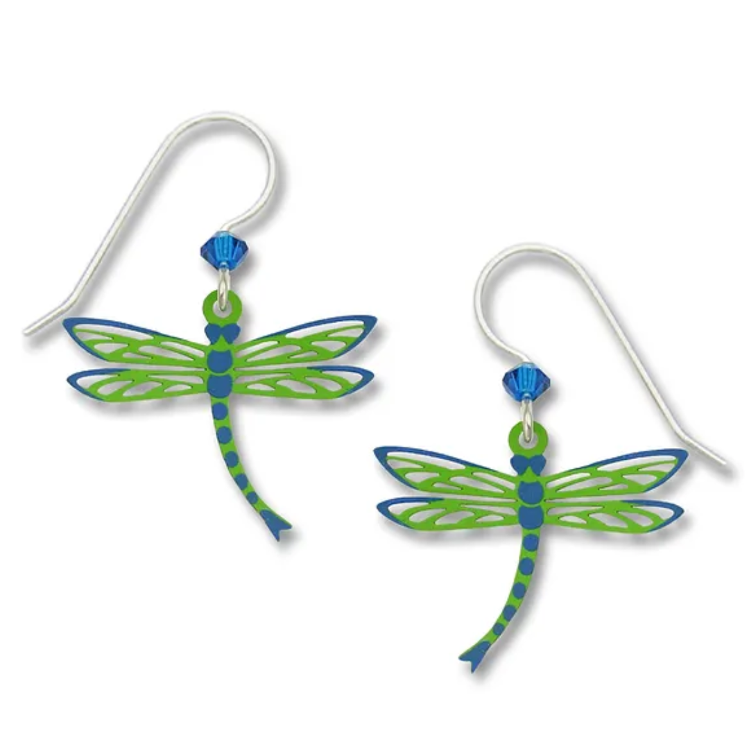 Dragonfly Earrings-Green Filigree