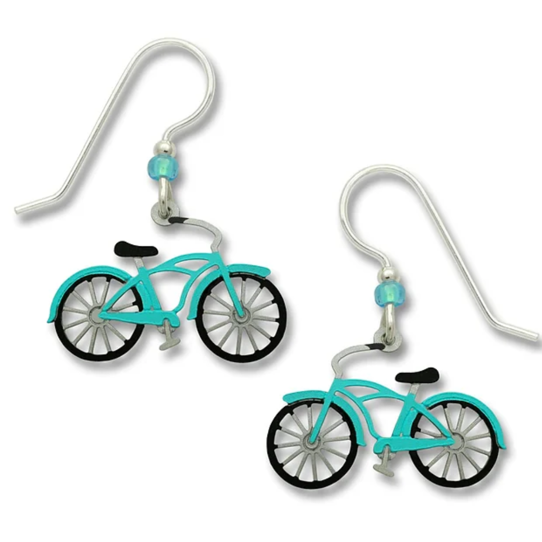 Vintage Bike Earrings-Aqua