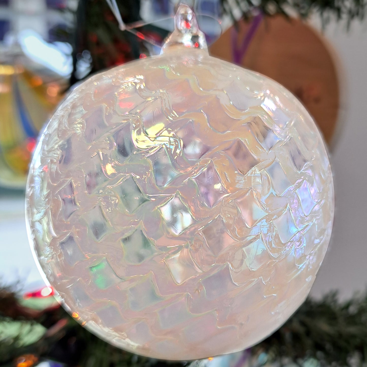 Glass Ornament-White Ruffle