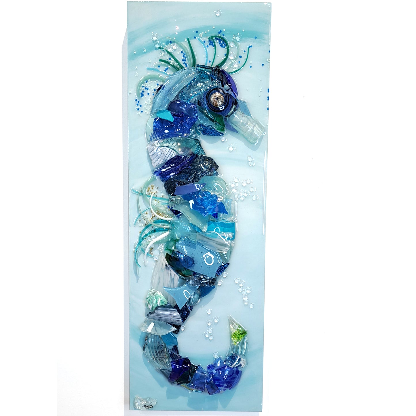 Seahorse Recycled Glass Wall Art