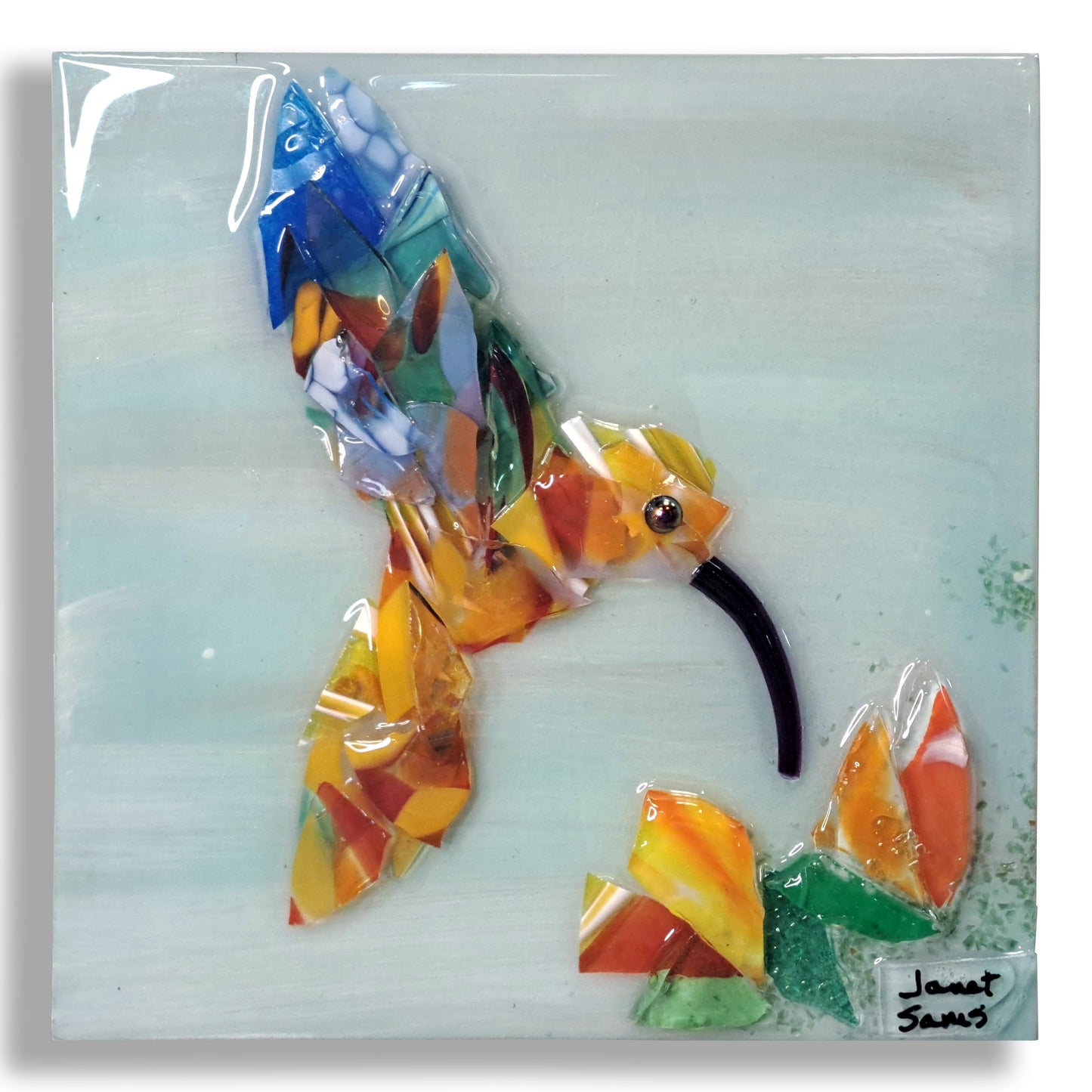 Shattered Glass Art-Hummingbird Mini