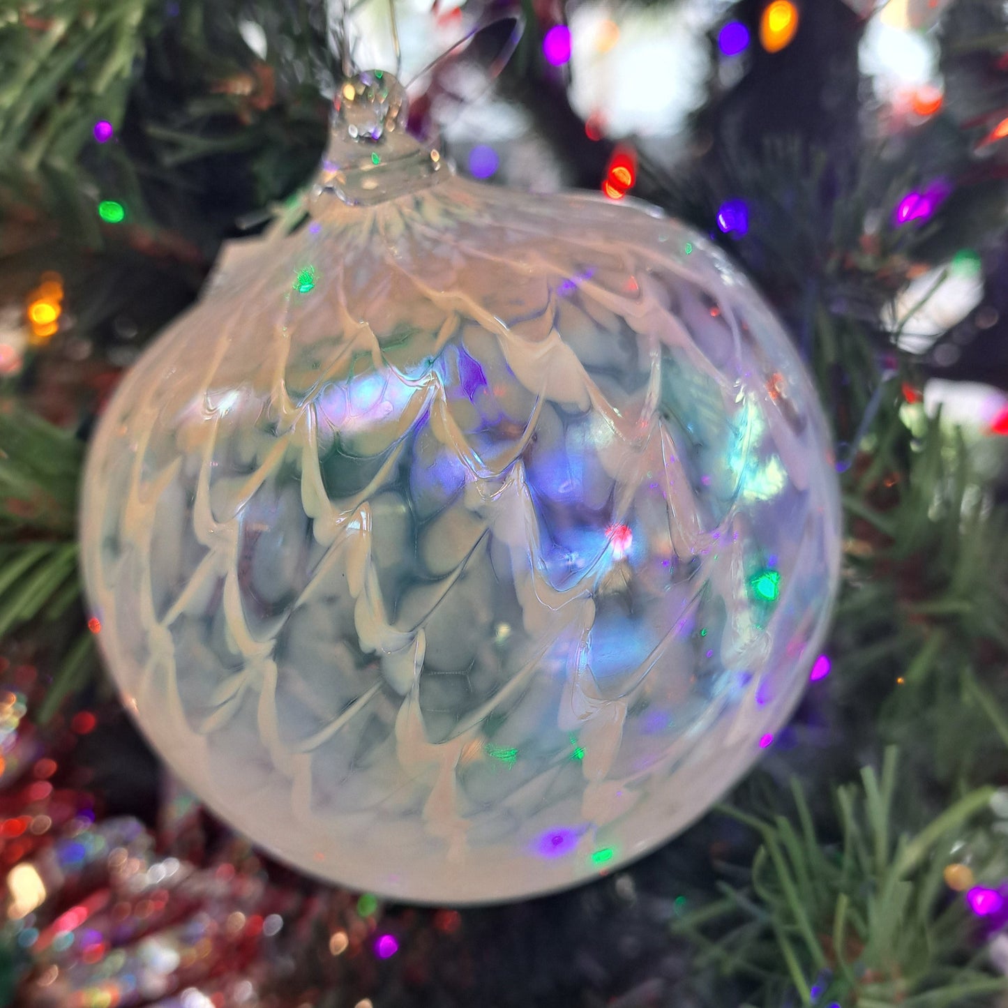 Glass Ornament-White Ruffle