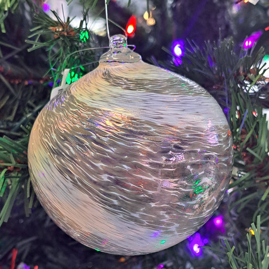 Glass Ornament-White & Silver