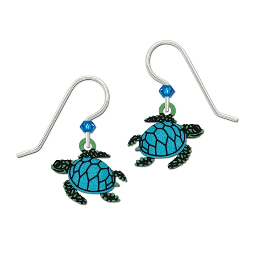 Turtle Earrings-Blue & Green