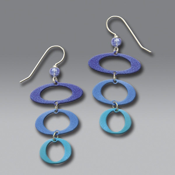 Blue Oval Cascade Earrings