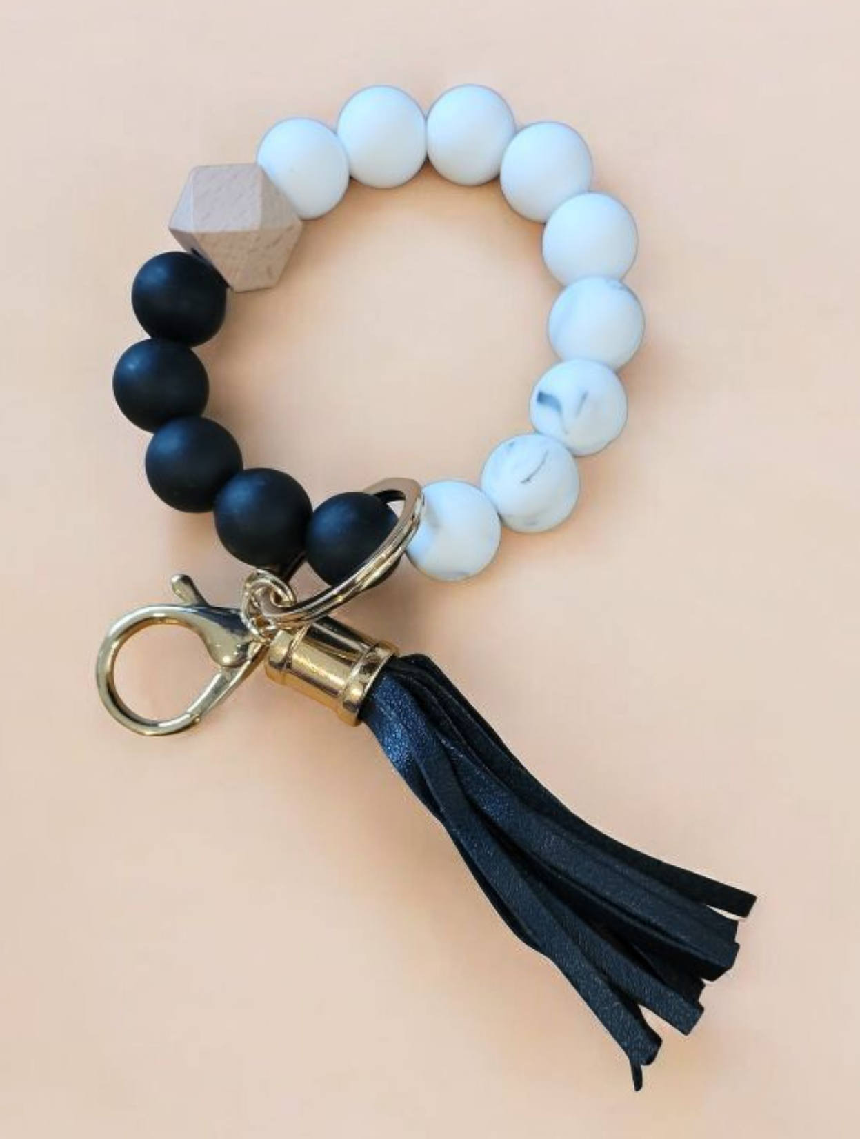 Black & Marble Silicone Wristlet Keychain