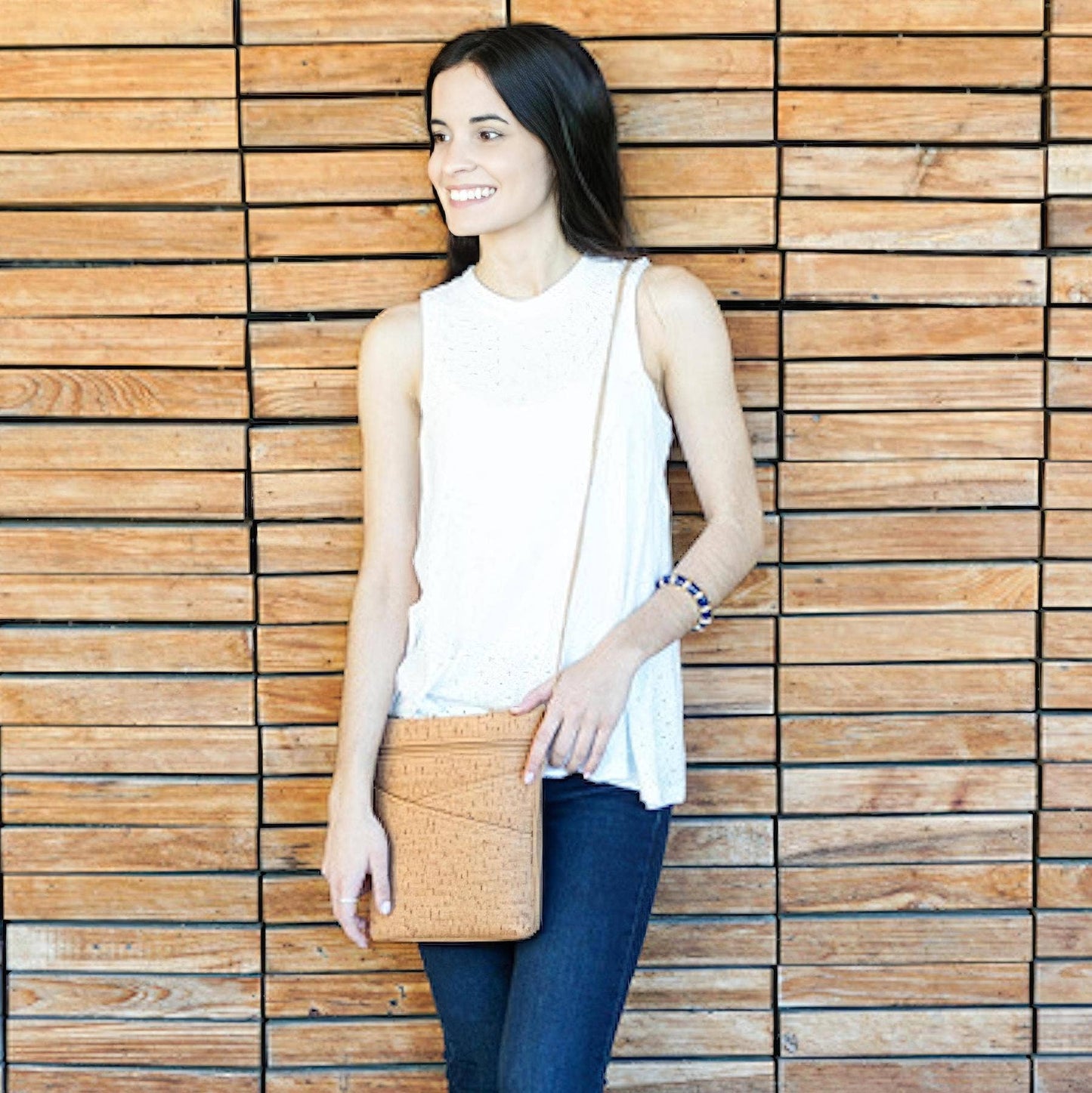 Cork Crisscross Pocket Crossbody Bag