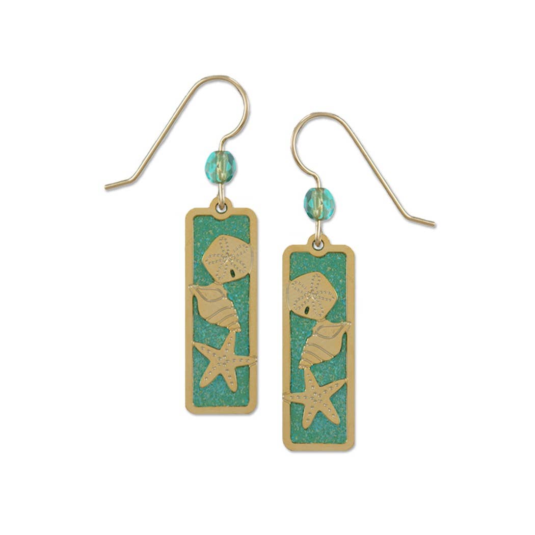 Green Sea Shell Earrings-Gold