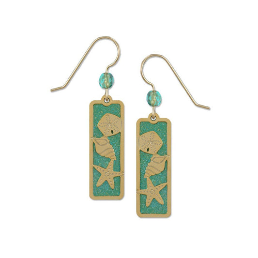 Green Sea Shell Earrings-Gold