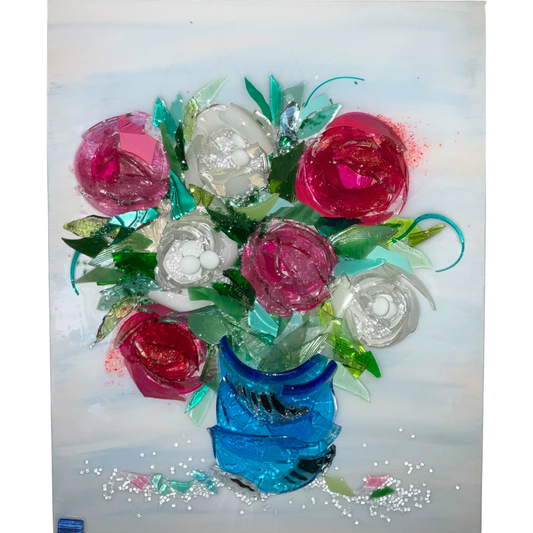Shattered Glass Art-Floral Arrangement
