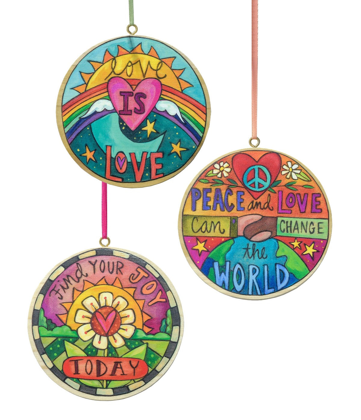 Positivity Circle Ornaments-Set of 3