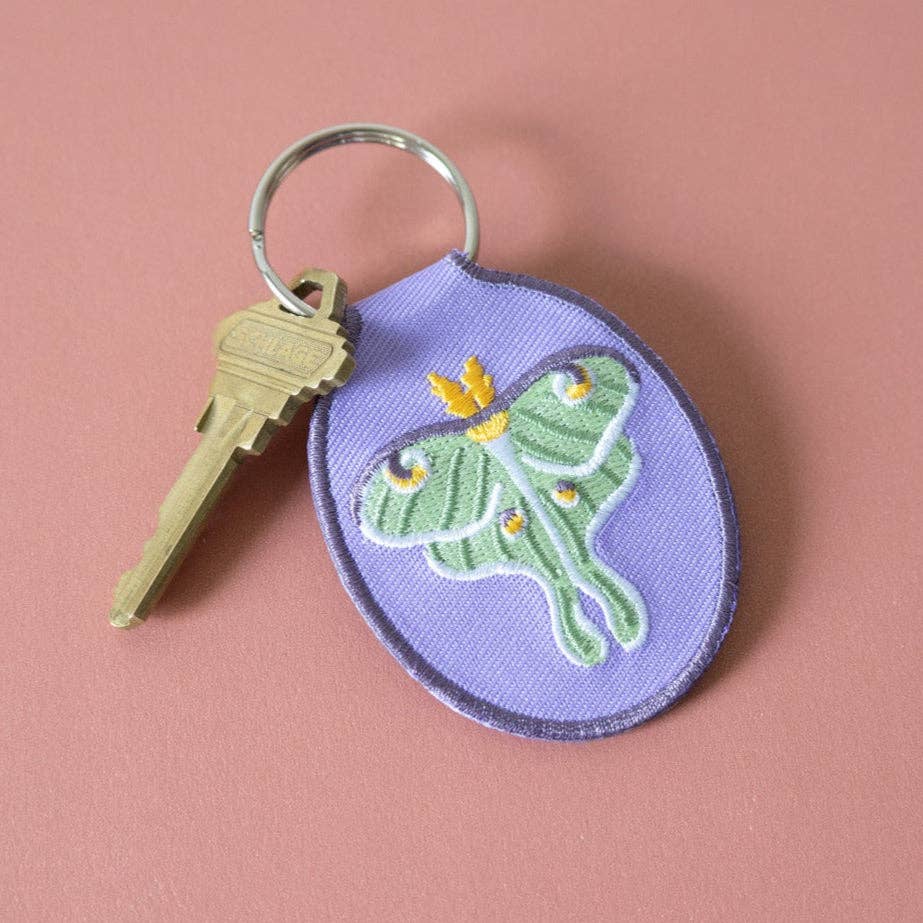 Luna Moth Embroidered Keychain