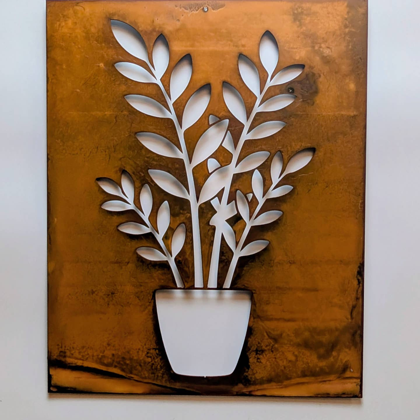 Modern Houseplant Metal Wall Art
