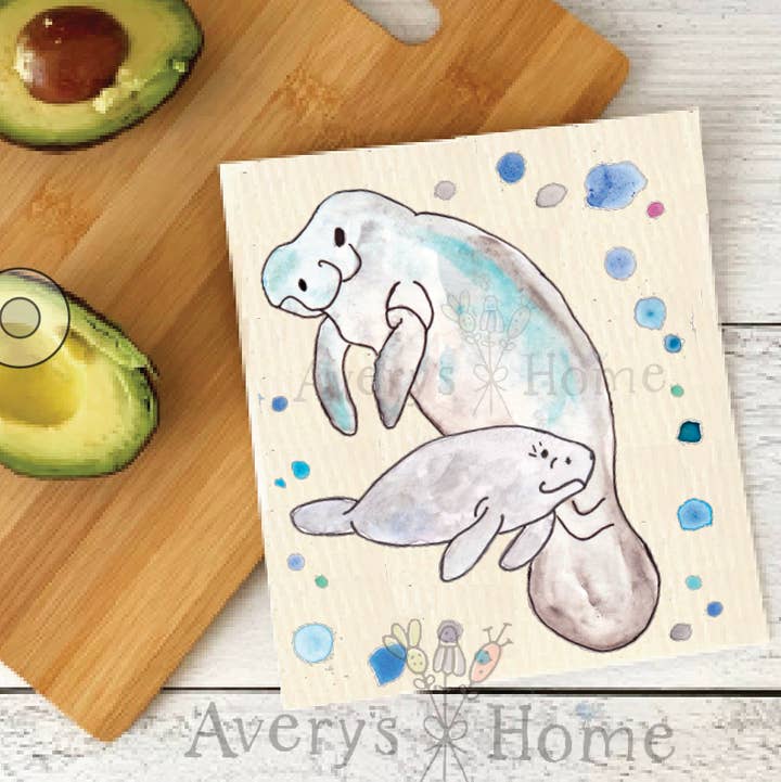 Swedish Dishcloth-Manatee & Baby
