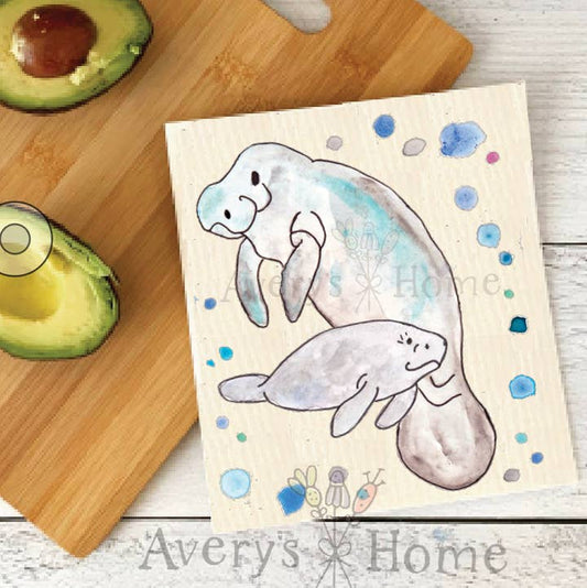Swedish Dishcloth-Manatee & Baby