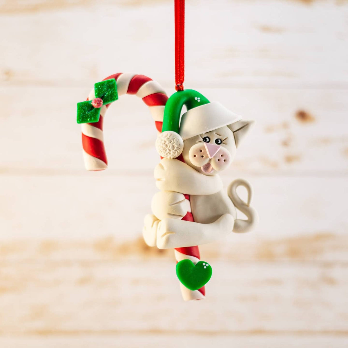 Candy Cane Cat Ornament
