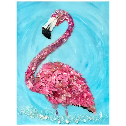 Flamingo Shattered Glass Art-Daisy