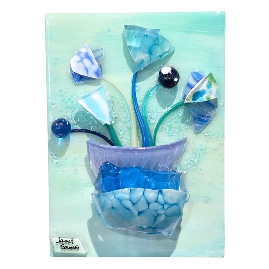 Shattered Glass Art-Floral Pot