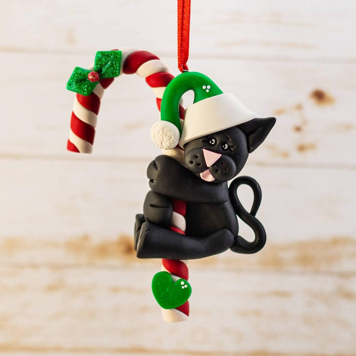 Candy Cane Cat Ornament