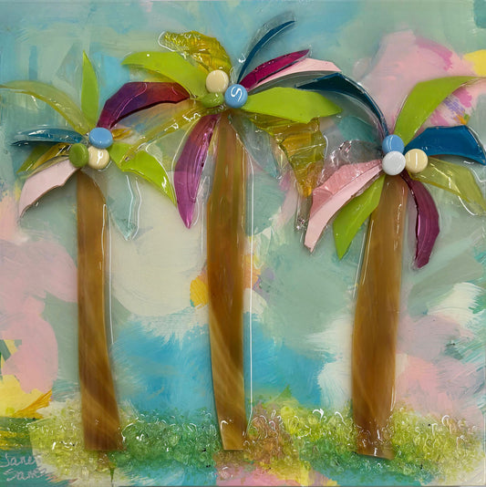 Shattered Glass Palms-10" Square