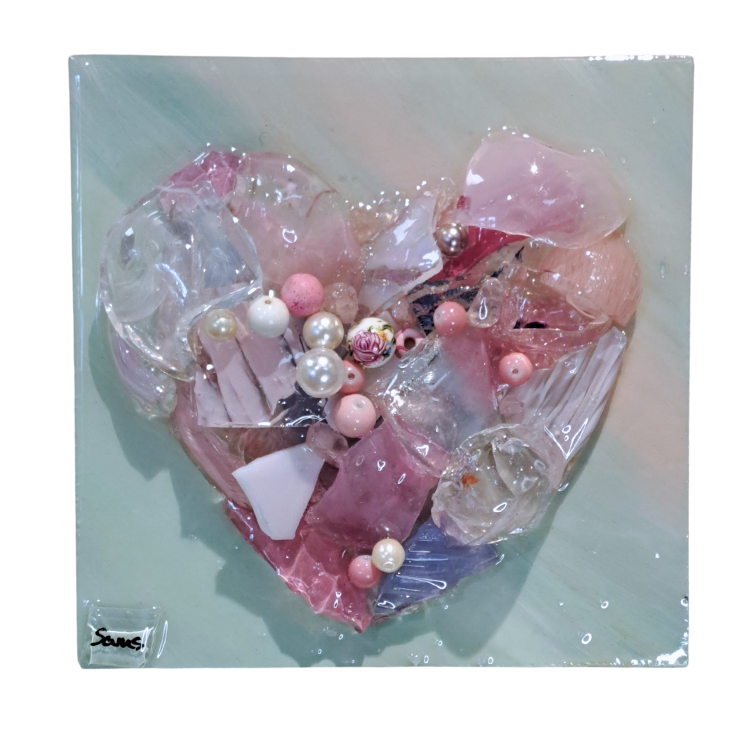 Mini Heart Glass Wall Art