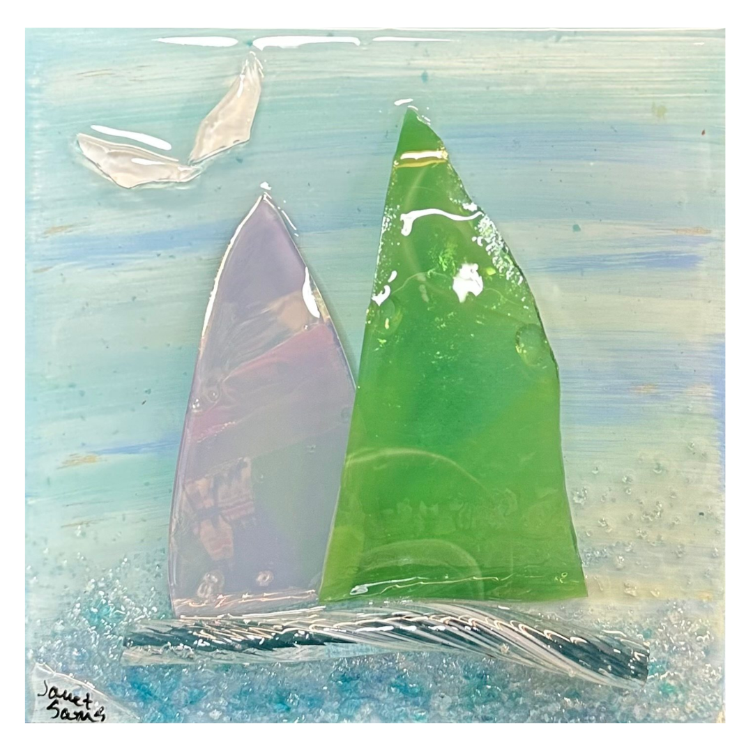 Shattered Glass Art Mini-Sailboat