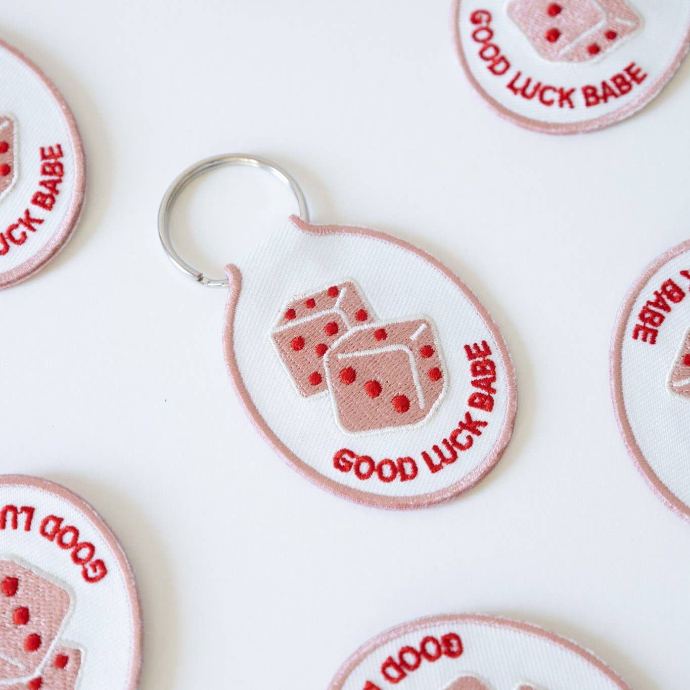 Good Luck Babe-Dice Embroidered Keychain