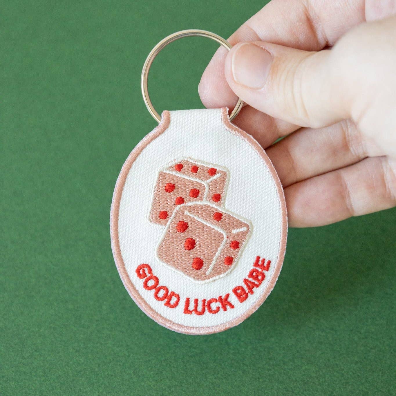 Good Luck Babe-Dice Embroidered Keychain