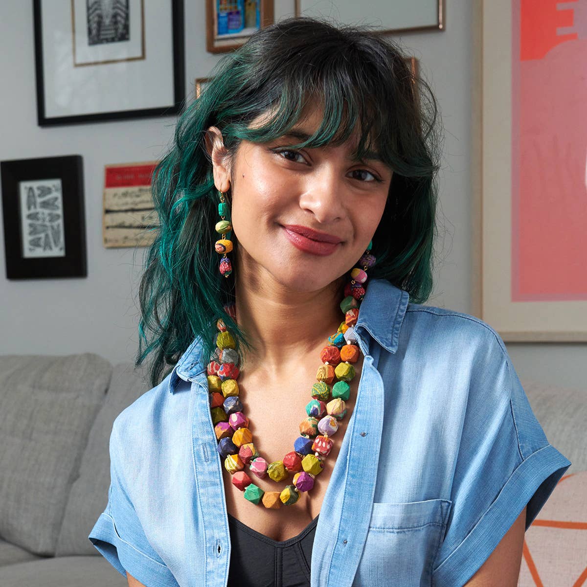 Pebbled Kantha Drop Earrings