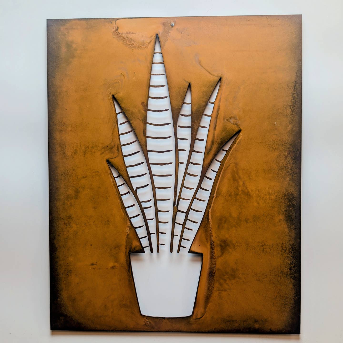 Modern Houseplant Metal Wall Art
