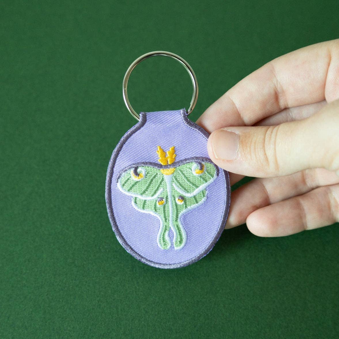 Luna Moth Embroidered Keychain