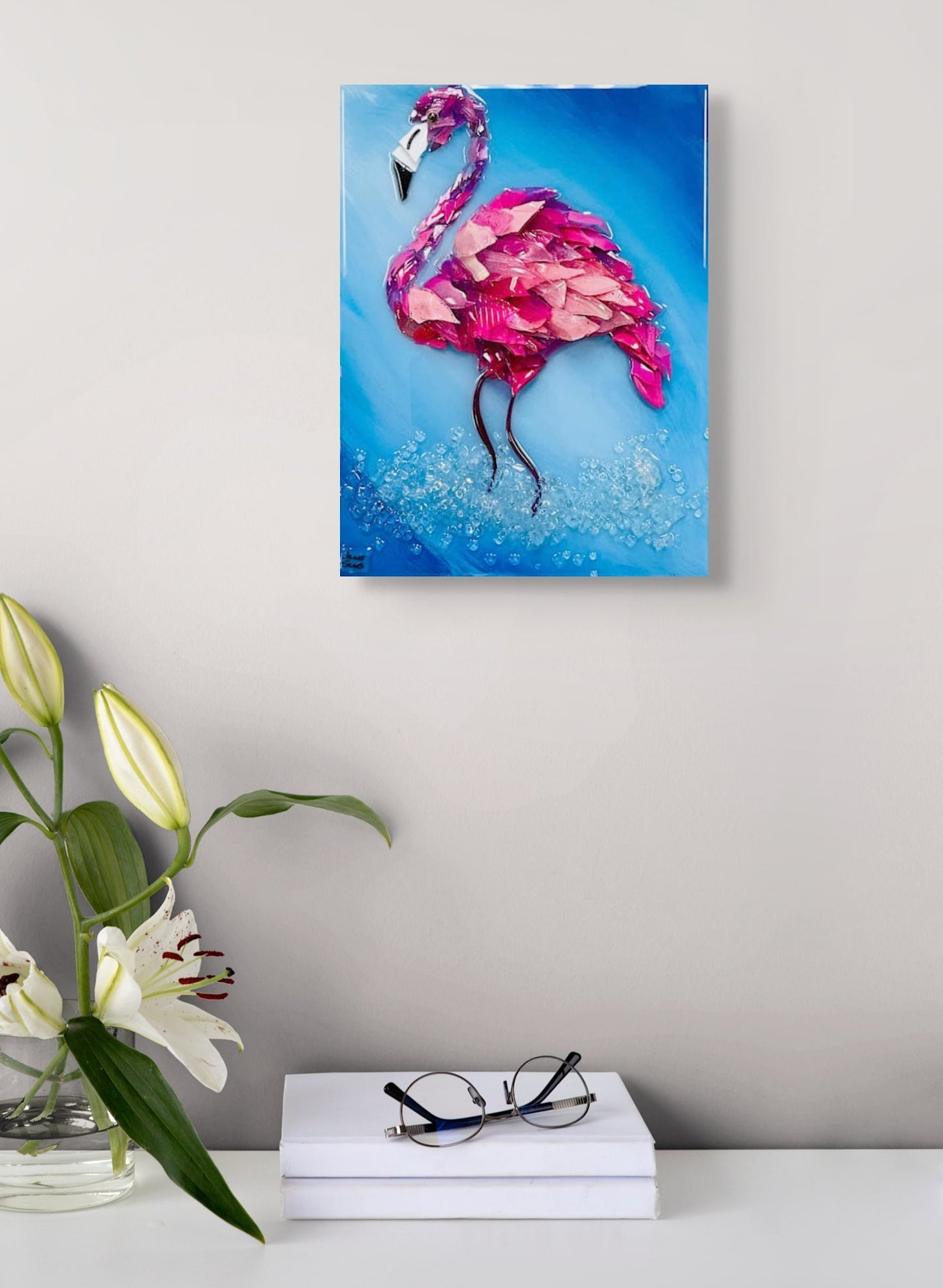 Shattered Glass Art-Flamingo