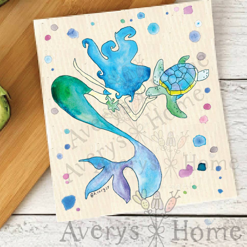 Swedish Dishcloth-Mermaid & Turtle