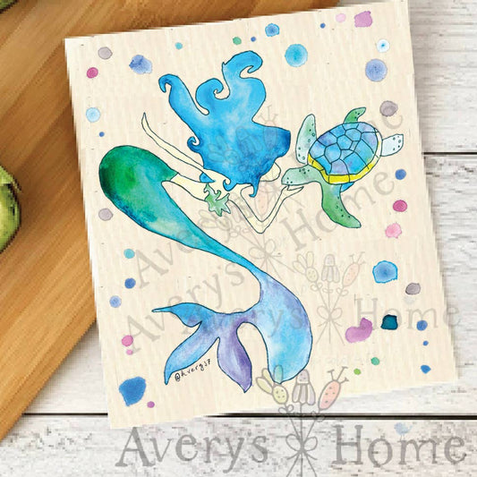 Swedish Dishcloth-Mermaid & Turtle
